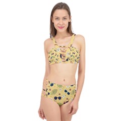 Seamless Pattern Of Sunglasses Tropical Leaves And Flower Cage Up Bikini Set by Bedest