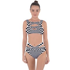 Optical-illusion-chessboard-tunnel Bandaged Up Bikini Set  by Bedest