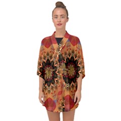 Abstract-kaleidoscope-design Half Sleeve Chiffon Kimono by Bedest