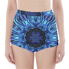 Background-blue-flower High-waisted Bikini Bottoms by Bedest