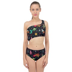 Space Seamless Pattern Spliced Up Two Piece Swimsuit