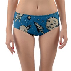 Space Objects Nursery Pattern Reversible Mid-waist Bikini Bottoms