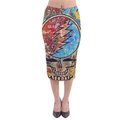Grateful Dead Rock Band Velvet Midi Pencil Skirt by Cowasu