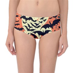 Bat Pattern Mid-waist Bikini Bottoms by Valentinaart