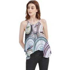Compass-direction-north-south-east Flowy Camisole Tank Top by Cowasu