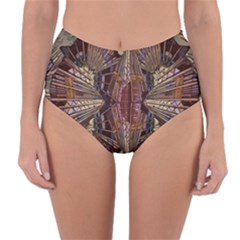Abstract-design-backdrop-pattern Reversible High-waist Bikini Bottoms