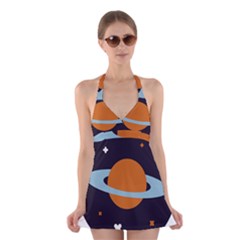 Planet-orbit-universe-star-galaxy Halter Dress Swimsuit 