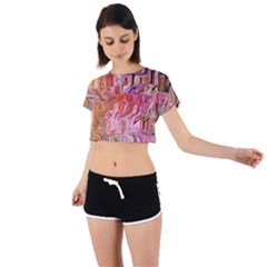 Abstract Crosscurrents Smudged Vibrance Tie Back Short Sleeve Crop T-shirt by kaleidomarblingart