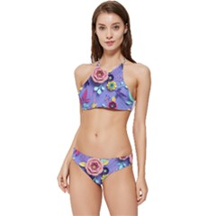 3d Flowers Pattern Flora Background Banded Triangle Bikini Set by Bedest
