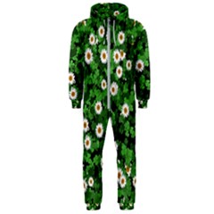 Daisies Clovers Lawn Digital Drawing Background Hooded Jumpsuit (men) by Ravend