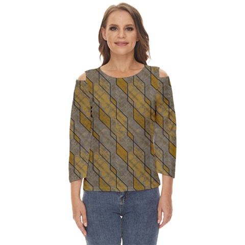Background-batik Cut Out Wide Sleeve Top by nateshop