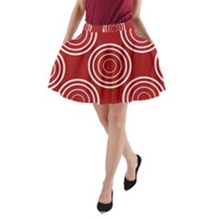 Background-red A-line Pocket Skirt by nateshop