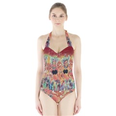 Indonesia-lukisan-picture Halter Swimsuit by nateshop
