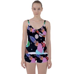 Girl Bed Space Planet Spaceship Tie Front Two Piece Tankini