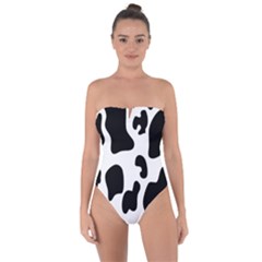Black And White Cow Print,wallpaper Tie Back One Piece Swimsuit by nateshop