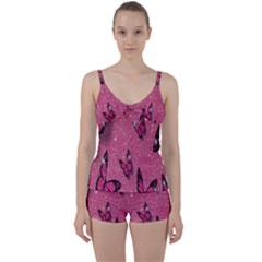 Butterfly, Girl, Pink, Wallpaper Tie Front Two Piece Tankini by nateshop