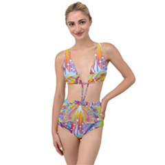 Multicolored Optical Illusion Painting Psychedelic Digital Art Tied Up Two Piece Swimsuit by Bedest