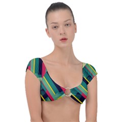 Abstract Geometric Design Pattern Cap Sleeve Ring Bikini Top by Bedest