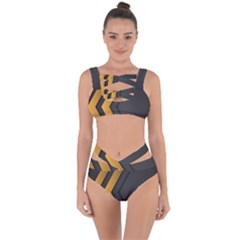Black Gold Background, Golden Lines Background, Black Bandaged Up Bikini Set  by nateshop