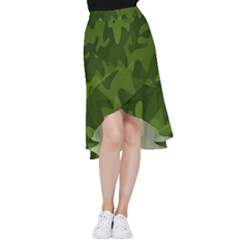 Green Camouflage, Camouflage Backgrounds, Green Fabric Frill Hi Low Chiffon Skirt