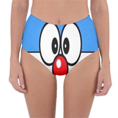 Doraemon Face, Anime, Blue, Cute, Japan Reversible High-waist Bikini Bottoms by nateshop