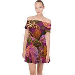 Paisley Pattern, Abstract Colorful, Texture Background, Hd Off Shoulder Chiffon Dress by nateshop