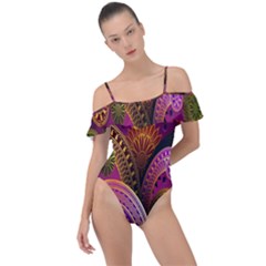 Paisley Pattern, Abstract Colorful, Texture Background, Hd Frill Detail One Piece Swimsuit by nateshop