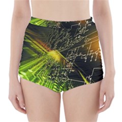 Machine Technology Circuit Electronic Computer Technics Detail Psychedelic Abstract Pattern High-waisted Bikini Bottoms
