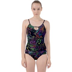 Trippy Dark Psychedelic Cut Out Top Tankini Set
