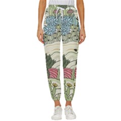 Playful Cactus Desert Landscape Illustrated Seamless Pattern Women s Cropped Drawstring Pants by Grandong