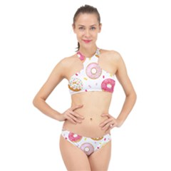 Vector Donut Seamless Pattern High Neck Bikini Set by Grandong