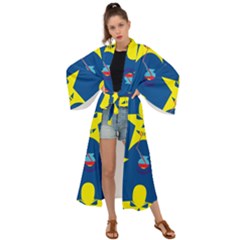 Blue Yellow October 31 Halloween Maxi Kimono by Ndabl3x