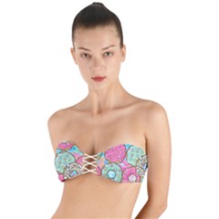 Donut Pattern Texture Colorful Sweet Twist Bandeau Bikini Top by Grandong