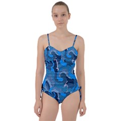 Blue Moving Texture Abstract Texture Sweetheart Tankini Set by Grandong