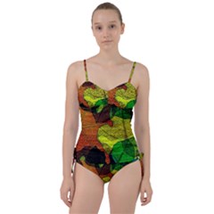 Colorful Autumn Leaves Texture Abstract Pattern Sweetheart Tankini Set by Grandong
