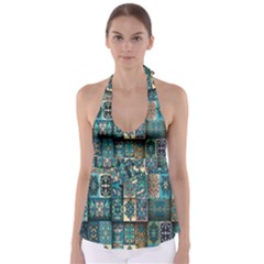 Texture, Pattern, Abstract, Colorful, Digital Art Tie Back Tankini Top by nateshop