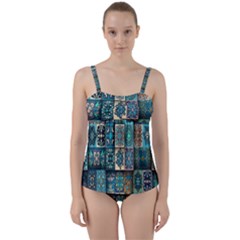 Texture, Pattern, Abstract, Colorful, Digital Art Twist Front Tankini Set by nateshop