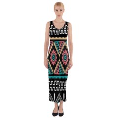 Aztec Wallpaper Fitted Maxi Dress
