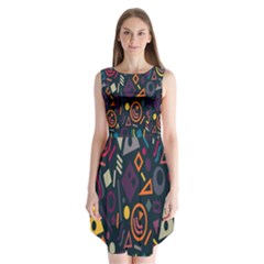 Inspired By The Colours And Shapes Sleeveless Chiffon Dress   by nateshop