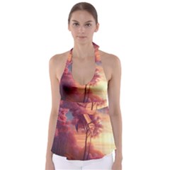 Pink Nature Tie Back Tankini Top by Sparkle