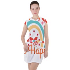 Be Happy And Smile T- Shirt Be Happy T- Shirt Yoga Reflexion Pose T- Shirtyoga Reflexion Pose T- Shirt Drawstring Hooded Dress by hizuto