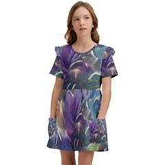 Abstract Blossoms  Kids  Frilly Sleeves Pocket Dress by Internationalstore