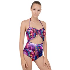 Fantasy Arts  Scallop Top Cut Out Swimsuit by Internationalstore