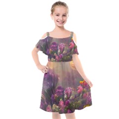 Floral Blossoms  Kids  Cut Out Shoulders Chiffon Dress by Internationalstore