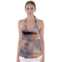 Floral Blossoms  Tie Back Tankini Top by Internationalstore