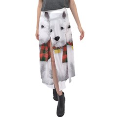 West Highland White Terrier T- Shirt Cute West Highland White Terrier Drawing T- Shirt Velour Split Maxi Skirt by ZUXUMI