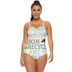 Earth Day T- Shirt Save Bees Rescue Animals Recycle Plastic Earth Day T- Shirt Retro Full Coverage Swimsuit by ZUXUMI