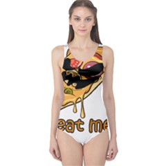 Eat Me T- Shirtscary Pizza Slice Sceaming Eat Me T- Shirt One Piece Swimsuit by ZUXUMI