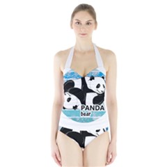 Panda Bear T-shirtcute Panda Bears T-shirt Halter Swimsuit by EnriqueJohnson