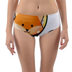 Fox T- Shirt Kawaii Astronaut Fox T- Shirt Reversible Mid-waist Bikini Bottoms by ZUXUMI